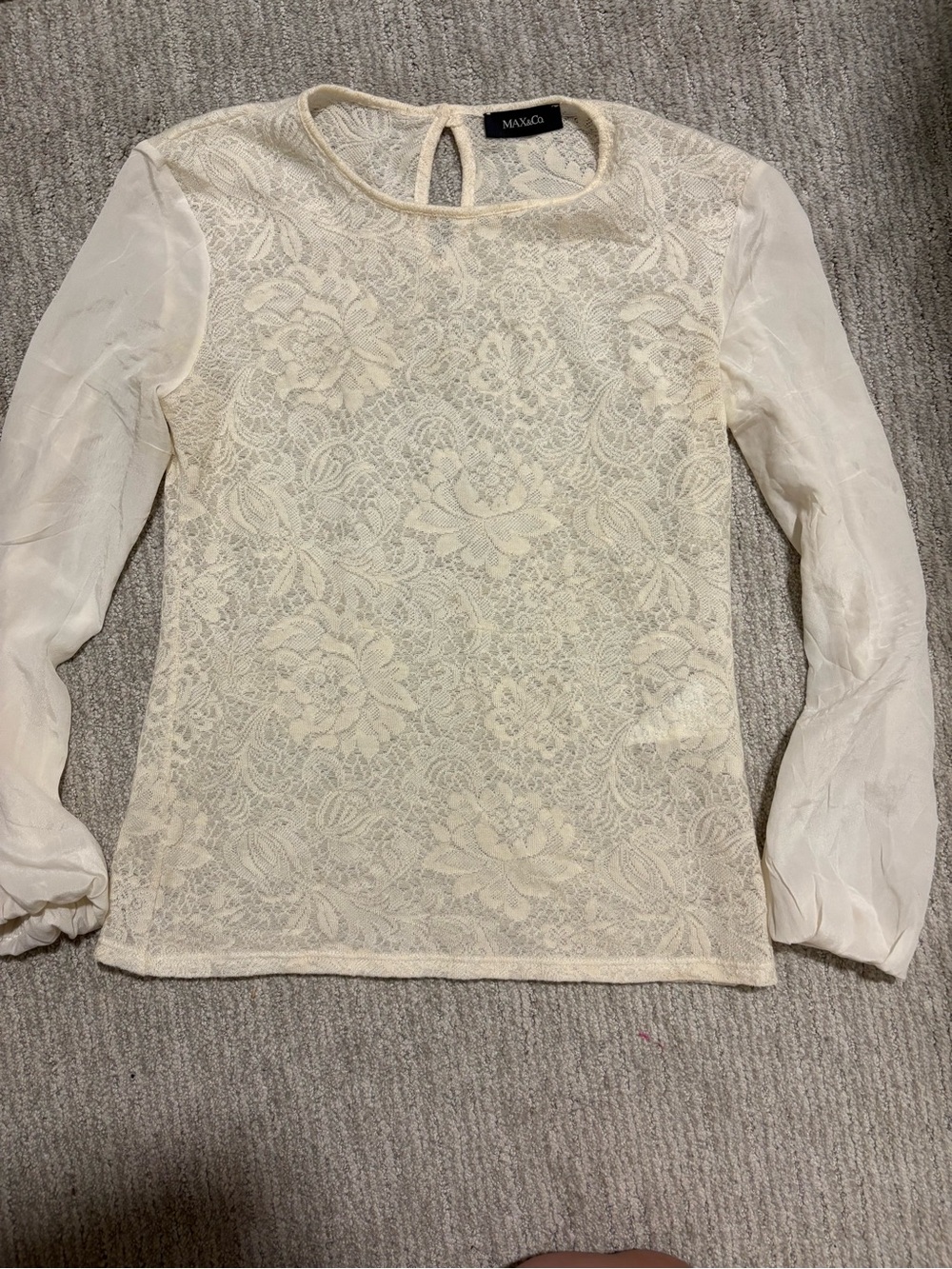 Max Mara max co Cream Lace Long-Sleeve Blouse